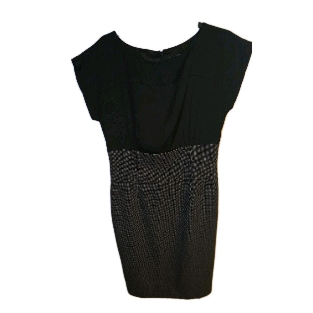 White House Black Market Black Gray Colorblock‎ Sheath Dress Cap Sleeve Career